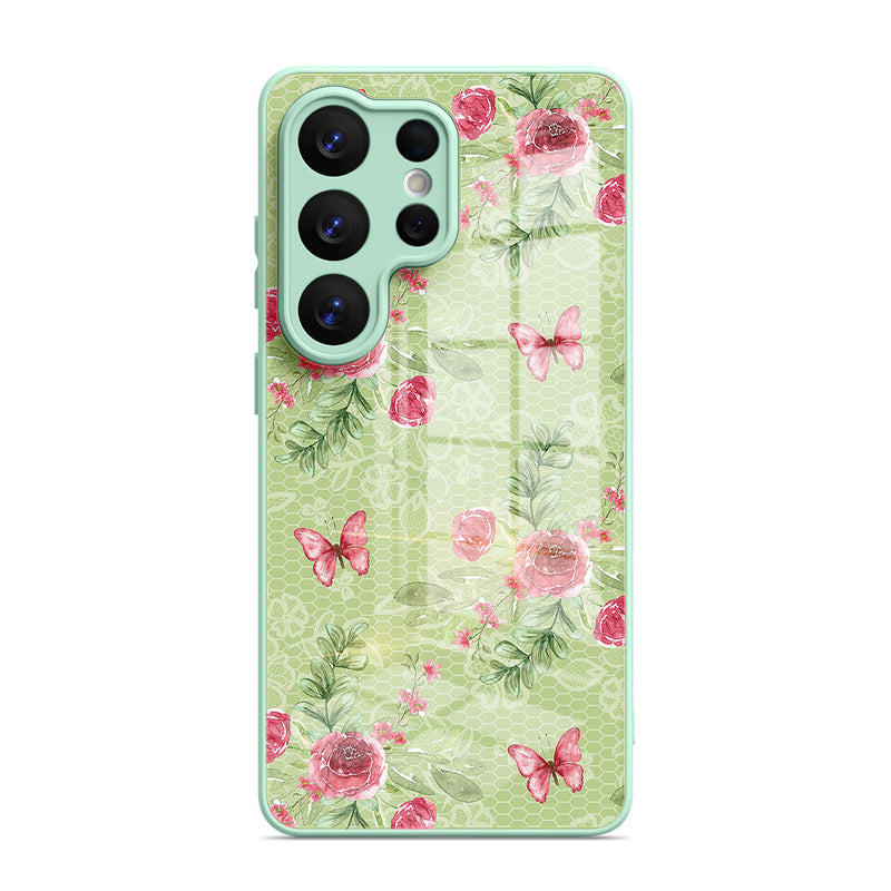 Butterfly Among Flowers - Samsung Glass Case