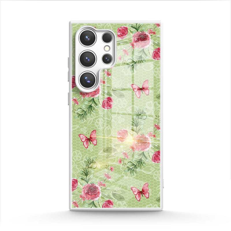 Butterfly Among Flowers - Samsung Glass Case
