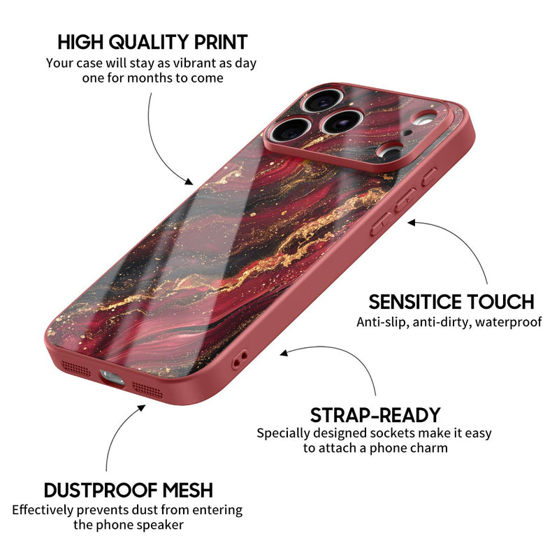Dark Red Gilt - iPhone Glass Case