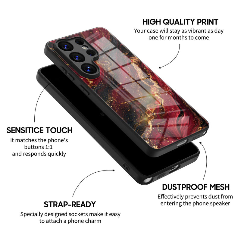 Dark Red Gilt - Samsung Glass Case