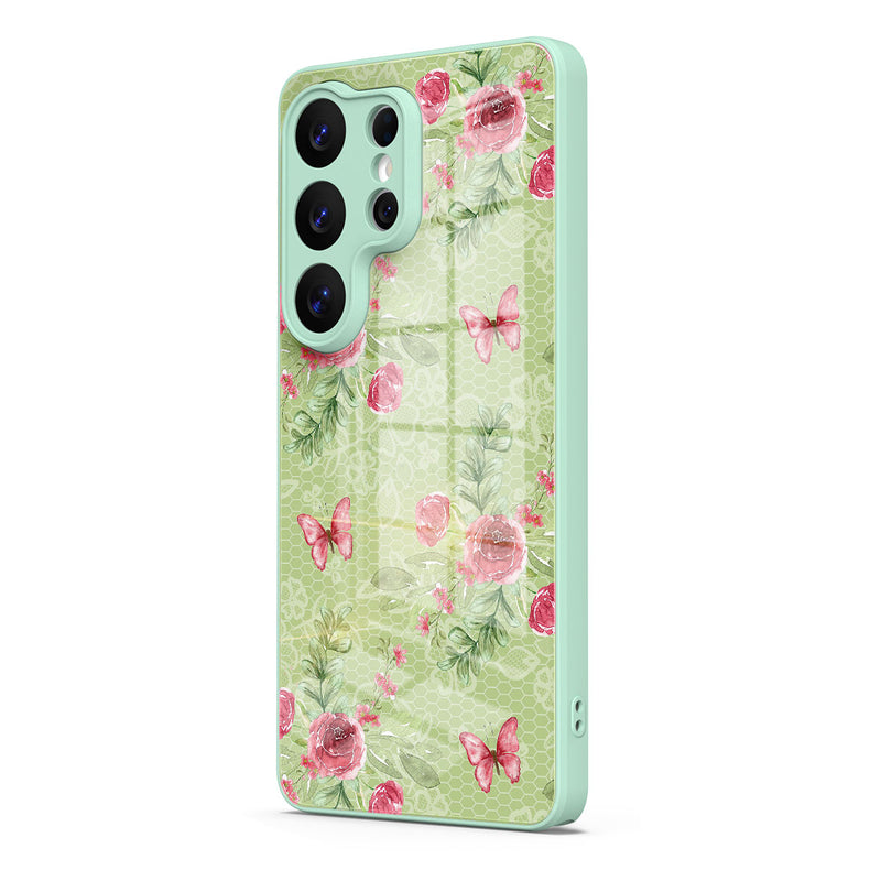 Butterfly Among Flowers - Samsung Glass Case