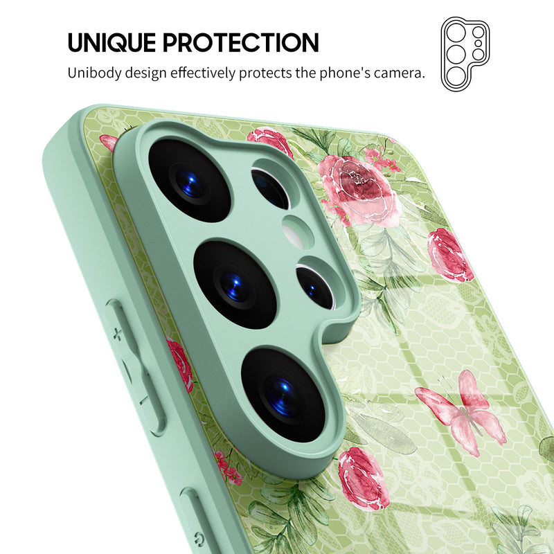 Butterfly Among Flowers - Samsung Glass Case