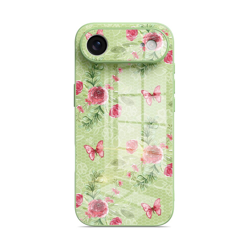 Butterfly Among Flowers - iPhone Glass Case