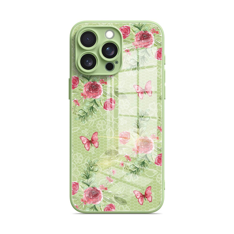 Butterfly Among Flowers - iPhone Glass Case