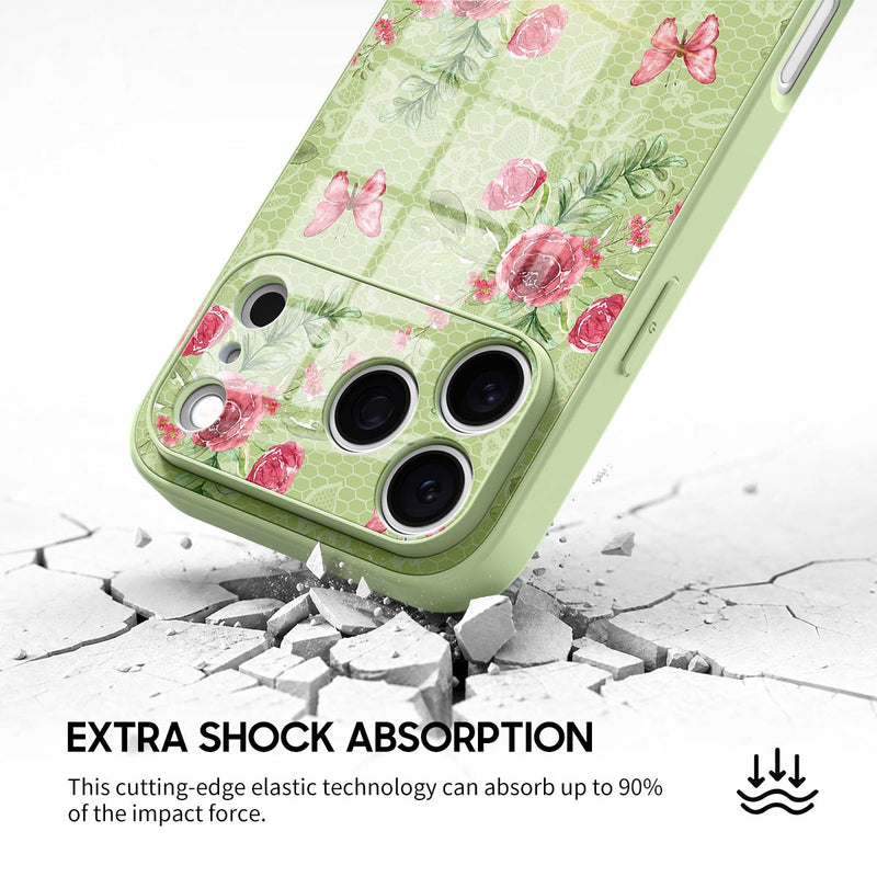 Butterfly Among Flowers - iPhone Glass Case